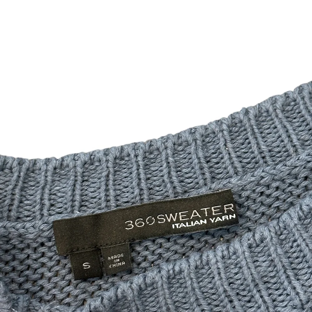 360 Sweater Simone Linen Blend Italian Yarn Sweater Blue Stripe Women’s Small